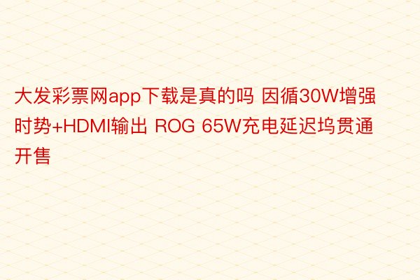 大发彩票网app下载是真的吗 因循30W增强时势+HDMI输出 ROG 65W充电延迟坞贯通开售